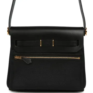 HERMÈS Hermes Herbag Zip 20 Mini Black Toile Militaire Canvas and Black Vache Hunter Gold Hardware | Thumbnail 4 HERMÈS Hermes Herbag Zip 20 Mini Black Toile Militaire Canvas and Black Vache Hunter Gold Hardware | Thumbnail 4