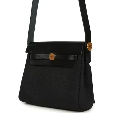 HERMÈS Hermes Herbag Zip 20 Mini Black Toile Militaire Canvas and Black Vache Hunter Gold Hardware | Thumbnail 5 HERMÈS Hermes Herbag Zip 20 Mini Black Toile Militaire Canvas and Black Vache Hunter Gold Hardware | Thumbnail 5