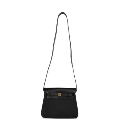 HERMÈS Hermes Herbag Zip 20 Mini Black Toile Militaire Canvas and Black Vache Hunter Gold Hardware | Thumbnail 9 HERMÈS Hermes Herbag Zip 20 Mini Black Toile Militaire Canvas and Black Vache Hunter Gold Hardware | Thumbnail 9