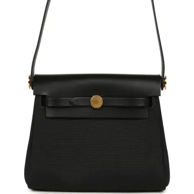 HERMÈS Hermes Herbag Zip 20 Mini Black Toile Militaire Canvas and Black Vache Hunter Gold Hardware | Thumbnail 1 HERMÈS Hermes Herbag Zip 20 Mini Black Toile Militaire Canvas and Black Vache Hunter Gold Hardware | Thumbnail 1