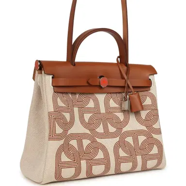 HERMÈS Hermes Special Order (HSS) Herbag Zip PM 31 "Circuit 24" Fauve and Ecru Toile H Canvas and Fauve Hunter Lacquered Palladium Hardware | Thumbnail 2 HERMÈS Hermes Special Order (HSS) Herbag Zip PM 31 "Circuit 24" Fauve and Ecru Toile H Canvas and Fauve Hunter Lacquered Palladium Hardware | Thumbnail 2