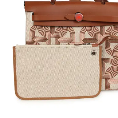 HERMÈS Hermes Special Order (HSS) Herbag Zip PM 31 "Circuit 24" Fauve and Ecru Toile H Canvas and Fauve Hunter Lacquered Palladium Hardware | Thumbnail 11 HERMÈS Hermes Special Order (HSS) Herbag Zip PM 31 "Circuit 24" Fauve and Ecru Toile H Canvas and Fauve Hunter Lacquered Palladium Hardware | Thumbnail 11
