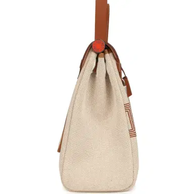 HERMÈS Hermes Special Order (HSS) Herbag Zip PM 31 "Circuit 24" Fauve and Ecru Toile H Canvas and Fauve Hunter Lacquered Palladium Hardware | Thumbnail 3 HERMÈS Hermes Special Order (HSS) Herbag Zip PM 31 "Circuit 24" Fauve and Ecru Toile H Canvas and Fauve Hunter Lacquered Palladium Hardware | Thumbnail 3