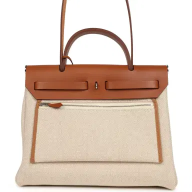 HERMÈS Hermes Special Order (HSS) Herbag Zip PM 31 "Circuit 24" Fauve and Ecru Toile H Canvas and Fauve Hunter Lacquered Palladium Hardware | Thumbnail 6 HERMÈS Hermes Special Order (HSS) Herbag Zip PM 31 "Circuit 24" Fauve and Ecru Toile H Canvas and Fauve Hunter Lacquered Palladium Hardware | Thumbnail 6