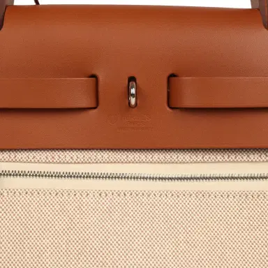 HERMÈS Hermes Special Order (HSS) Herbag Zip PM 31 "Circuit 24" Fauve and Ecru Toile H Canvas and Fauve Hunter Lacquered Palladium Hardware | Thumbnail 7 HERMÈS Hermes Special Order (HSS) Herbag Zip PM 31 "Circuit 24" Fauve and Ecru Toile H Canvas and Fauve Hunter Lacquered Palladium Hardware | Thumbnail 7