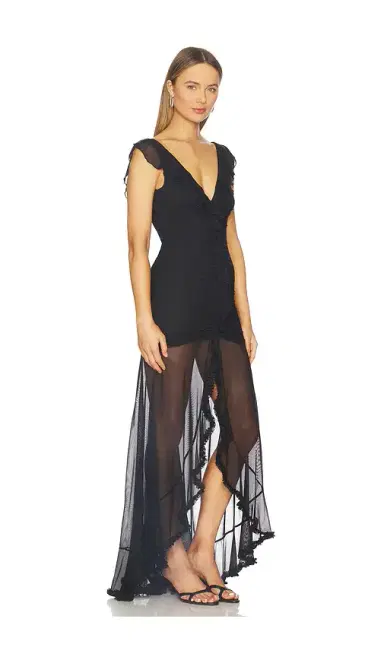Runaway The Label Blythe V-neck Frill Maxi Dress | Thumbnail 2 Runaway The Label Blythe V-neck Frill Maxi Dress | Thumbnail 2