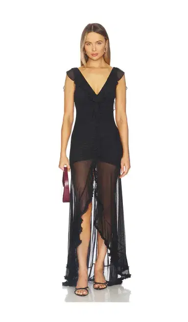Runaway The Label Blythe V-neck Frill Maxi Dress | Thumbnail 1 Runaway The Label Blythe V-neck Frill Maxi Dress | Thumbnail 1