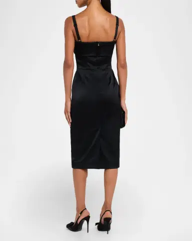 Dolce & Gabbana Satin Sleeveless Sheath Midi Dress | Thumbnail 3 Dolce & Gabbana Satin Sleeveless Sheath Midi Dress | Thumbnail 3