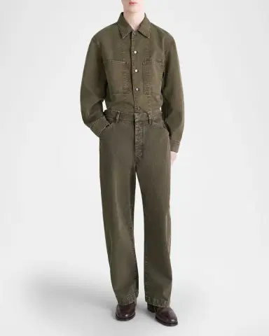 LEMAIRE Men's Waistband-Cinch Maxi Workwear Pants | Thumbnail 2 LEMAIRE Men's Waistband-Cinch Maxi Workwear Pants | Thumbnail 2