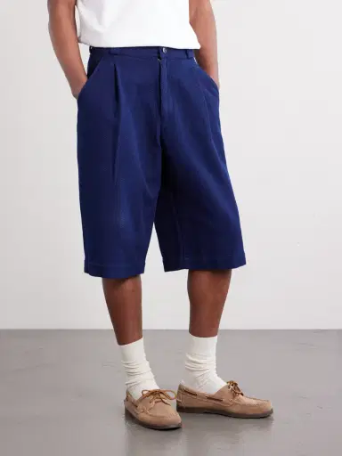 Blue Blue Japan Wide-Leg Pleated Sashiko Cotton Shorts - Men | Thumbnail 3 Blue Blue Japan Wide-Leg Pleated Sashiko Cotton Shorts - Men | Thumbnail 3