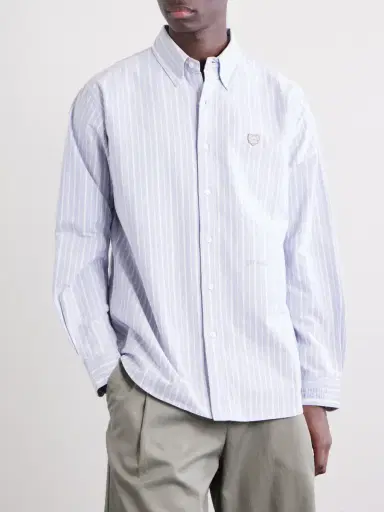 Human Made Button-Down Collar Logo-Appliquéd Striped Cotton Shirt - Men | Thumbnail 3 Human Made Button-Down Collar Logo-Appliquéd Striped Cotton Shirt - Men | Thumbnail 3