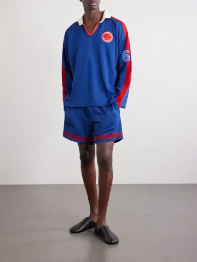 BODE Lakewood Straight-Leg Logo-Embroidered Striped Jersey Shorts - Men | Thumbnail 2 BODE Lakewood Straight-Leg Logo-Embroidered Striped Jersey Shorts - Men | Thumbnail 2