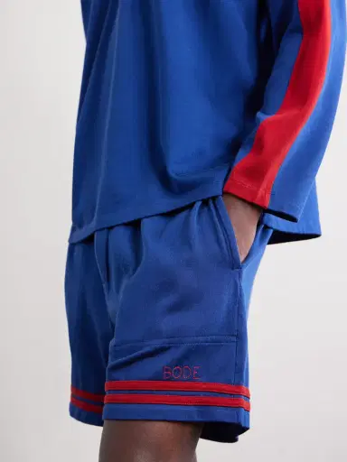 BODE Lakewood Straight-Leg Logo-Embroidered Striped Jersey Shorts - Men | Thumbnail 5 BODE Lakewood Straight-Leg Logo-Embroidered Striped Jersey Shorts - Men | Thumbnail 5
