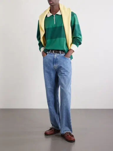 Drake's Striped Cotton-Jersey Half-Zip Polo Shirt - Men | Thumbnail 2 Drake's Striped Cotton-Jersey Half-Zip Polo Shirt - Men | Thumbnail 2