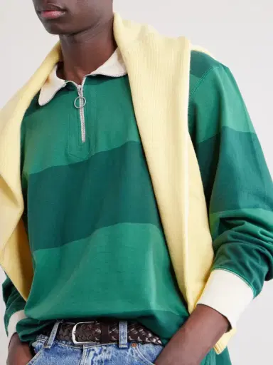 Drake's Striped Cotton-Jersey Half-Zip Polo Shirt - Men | Thumbnail 6 Drake's Striped Cotton-Jersey Half-Zip Polo Shirt - Men | Thumbnail 6