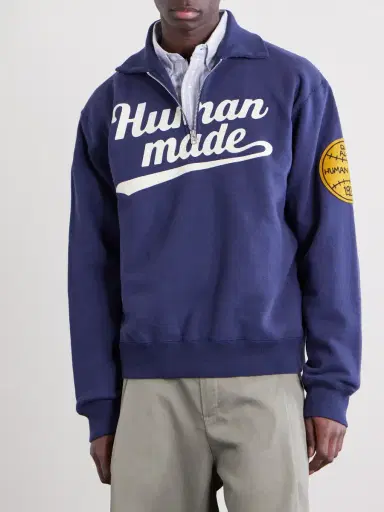 Human Made Logo-Print Cotton-Jersey Zip-Up Sweatshirt - Men | Thumbnail 3 Human Made Logo-Print Cotton-Jersey Zip-Up Sweatshirt - Men | Thumbnail 3