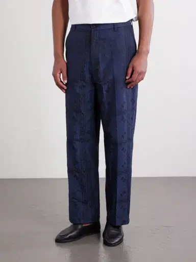 Blue Blue Japan Straight-Leg Cotton-Blend Jacquard Trousers - Men | Thumbnail 3 Blue Blue Japan Straight-Leg Cotton-Blend Jacquard Trousers - Men | Thumbnail 3