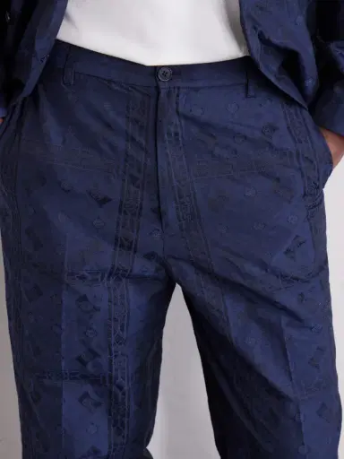 Blue Blue Japan Straight-Leg Cotton-Blend Jacquard Trousers - Men | Thumbnail 5 Blue Blue Japan Straight-Leg Cotton-Blend Jacquard Trousers - Men | Thumbnail 5