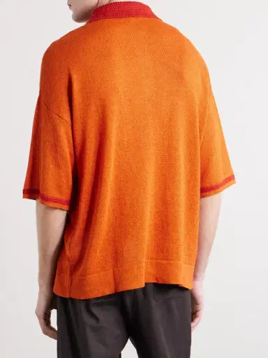 A Kind Of Guise Open-Knit Organic Cotton and Linen-Blend Polo Shirt - Men | Thumbnail 4 A Kind Of Guise Open-Knit Organic Cotton and Linen-Blend Polo Shirt - Men | Thumbnail 4