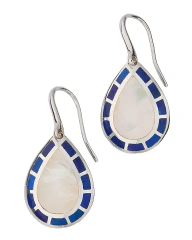 Jan Leslie Lapis and Mother-of-Pearl Teardrop Dangle Earrings in Sterling Silver | Thumbnail 1 Jan Leslie Lapis and Mother-of-Pearl Teardrop Dangle Earrings in Sterling Silver | Thumbnail 1