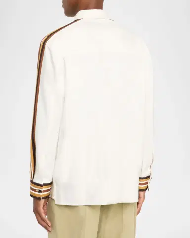 Bottega Veneta Men's Textured Stripe Sport Shirt | Thumbnail 2 Bottega Veneta Men's Textured Stripe Sport Shirt | Thumbnail 2
