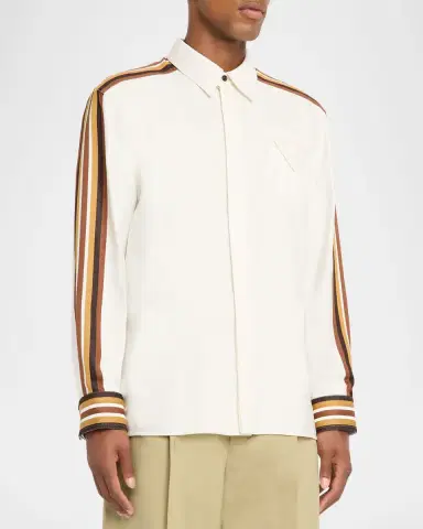 Bottega Veneta Men's Textured Stripe Sport Shirt | Thumbnail 3 Bottega Veneta Men's Textured Stripe Sport Shirt | Thumbnail 3
