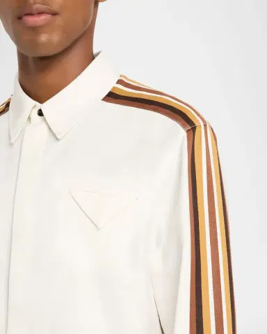 Bottega Veneta Men's Textured Stripe Sport Shirt | Thumbnail 4 Bottega Veneta Men's Textured Stripe Sport Shirt | Thumbnail 4