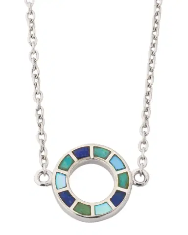 Jan Leslie Lapis, Blue MOP and Turquoise Dash Circle Single Station Necklace | Thumbnail 1 Jan Leslie Lapis, Blue MOP and Turquoise Dash Circle Single Station Necklace | Thumbnail 1
