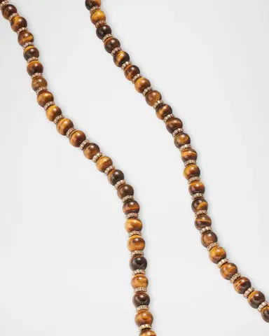 David Yurman Men 's Spiritual Beads Tiger 's Eye Necklace with 18K Rose Gold and Cognac Diamonds, 6mm, 20"L | Thumbnail 4 David Yurman Men 's Spiritual Beads Tiger 's Eye Necklace with 18K Rose Gold and Cognac Diamonds, 6mm, 20"L | Thumbnail 4