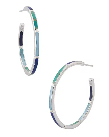 Jan Leslie Lapis, Blue MOP and Turquoise Hoop Earrings in Sterling Silver | Thumbnail 1 Jan Leslie Lapis, Blue MOP and Turquoise Hoop Earrings in Sterling Silver | Thumbnail 1