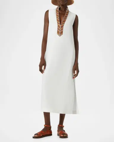 Loro Piana Abril Suitcase Stripe Embroidered Sleeveless Midi Dress | Thumbnail 2 Loro Piana Abril Suitcase Stripe Embroidered Sleeveless Midi Dress | Thumbnail 2