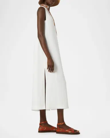 Loro Piana Abril Suitcase Stripe Embroidered Sleeveless Midi Dress | Thumbnail 3 Loro Piana Abril Suitcase Stripe Embroidered Sleeveless Midi Dress | Thumbnail 3
