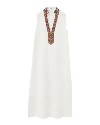 Loro Piana Abril Suitcase Stripe Embroidered Sleeveless Midi Dress | Thumbnail 1 Loro Piana Abril Suitcase Stripe Embroidered Sleeveless Midi Dress | Thumbnail 1