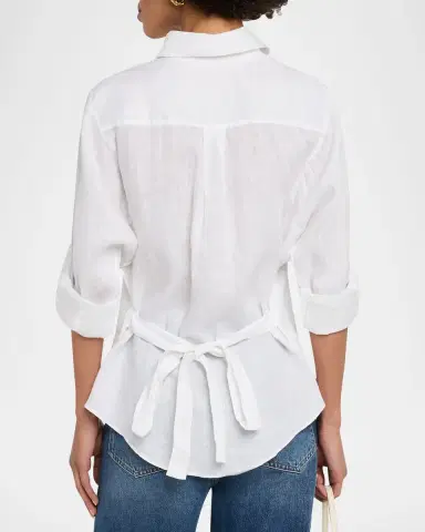 Reiss Leora Self-Tie Linen Blouse | Thumbnail 3 Reiss Leora Self-Tie Linen Blouse | Thumbnail 3