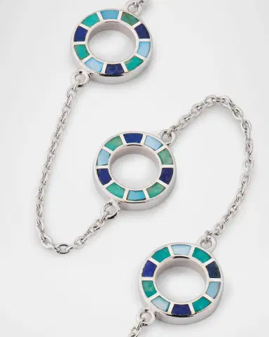 Jan Leslie Lapis, Blue MOP and Turquoise Dash Circle Triple Station Necklace | Thumbnail 3 Jan Leslie Lapis, Blue MOP and Turquoise Dash Circle Triple Station Necklace | Thumbnail 3