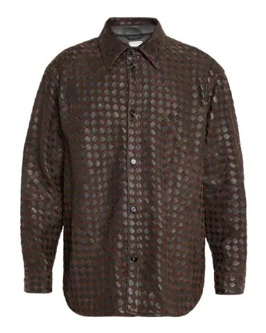 Bottega Veneta Men's Mix Leather and Suede Intreccio Overshirt | Thumbnail 1 Bottega Veneta Men's Mix Leather and Suede Intreccio Overshirt | Thumbnail 1