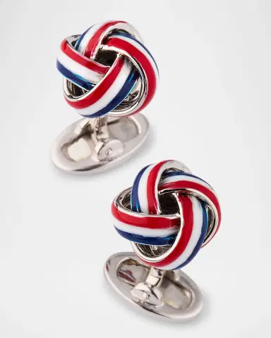 Jan Leslie Men 's Sterling Silver Enamel Knot Cufflinks | Thumbnail 3 Jan Leslie Men 's Sterling Silver Enamel Knot Cufflinks | Thumbnail 3