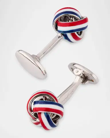 Jan Leslie Men 's Sterling Silver Enamel Knot Cufflinks | Thumbnail 4 Jan Leslie Men 's Sterling Silver Enamel Knot Cufflinks | Thumbnail 4