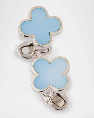 Jan Leslie Men 's 18K Gold Vermeil Blue Mother of Pearl Clover Cufflinks | Thumbnail 3 Jan Leslie Men 's 18K Gold Vermeil Blue Mother of Pearl Clover Cufflinks | Thumbnail 3
