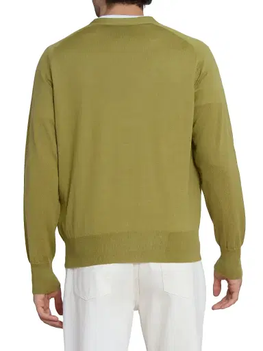 AMI PARIS Men's Embroidered Logo Wool Cardigan - Matcha Noir | Thumbnail 5 AMI PARIS Men's Embroidered Logo Wool Cardigan - Matcha Noir | Thumbnail 5