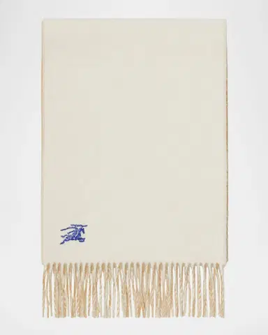 Burberry Men's Cashmere Double-Face EKD Embroidered Scarf | Thumbnail 3 Burberry Men's Cashmere Double-Face EKD Embroidered Scarf | Thumbnail 3