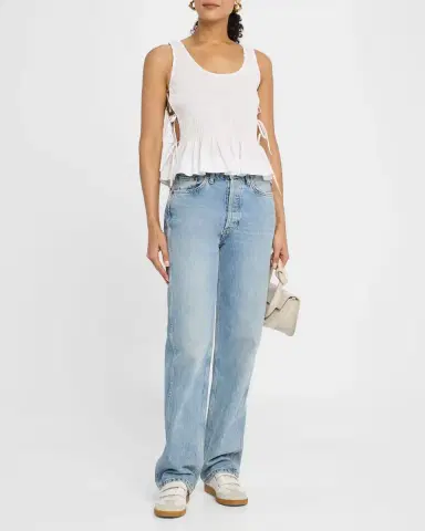 Ganni Smocked Side-Tie Poplin Top | Thumbnail 2 Ganni Smocked Side-Tie Poplin Top | Thumbnail 2