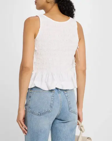 Ganni Smocked Side-Tie Poplin Top | Thumbnail 3 Ganni Smocked Side-Tie Poplin Top | Thumbnail 3