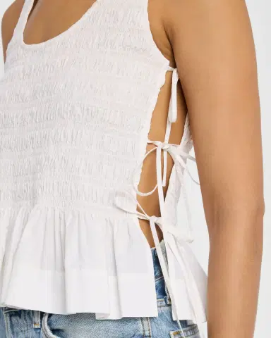 Ganni Smocked Side-Tie Poplin Top | Thumbnail 5 Ganni Smocked Side-Tie Poplin Top | Thumbnail 5