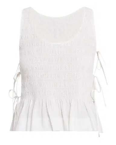Ganni Smocked Side-Tie Poplin Top | Thumbnail 1 Ganni Smocked Side-Tie Poplin Top | Thumbnail 1