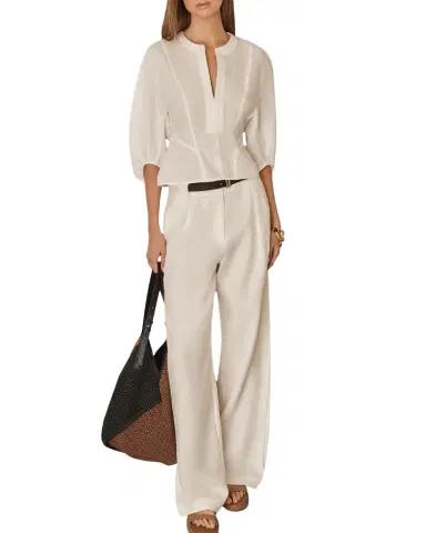 Reiss Remi Cropped Blouson-Sleeve Linen Blouse | Thumbnail 1 Reiss Remi Cropped Blouson-Sleeve Linen Blouse | Thumbnail 1