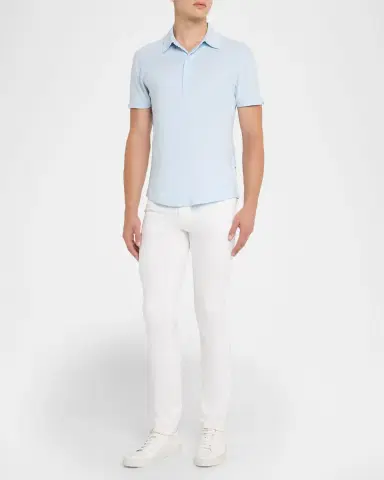 Orlebar Brown Men's Sebastian Tailored Fit Cotton and Silk Polo Shirt | Thumbnail 2 Orlebar Brown Men's Sebastian Tailored Fit Cotton and Silk Polo Shirt | Thumbnail 2
