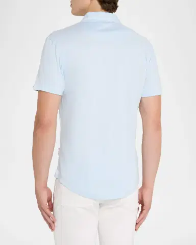 Orlebar Brown Men's Sebastian Tailored Fit Cotton and Silk Polo Shirt | Thumbnail 3 Orlebar Brown Men's Sebastian Tailored Fit Cotton and Silk Polo Shirt | Thumbnail 3