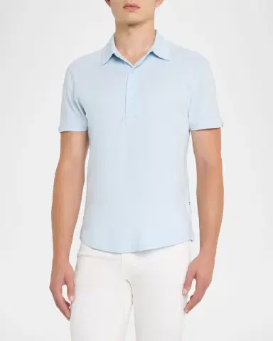 Orlebar Brown Men's Sebastian Tailored Fit Cotton and Silk Polo Shirt | Thumbnail 4 Orlebar Brown Men's Sebastian Tailored Fit Cotton and Silk Polo Shirt | Thumbnail 4