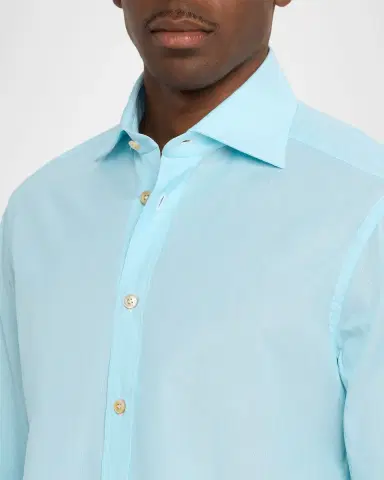 Kiton Men's Solid Cotton Classic-Fit Sport Shirt | Thumbnail 5 Kiton Men's Solid Cotton Classic-Fit Sport Shirt | Thumbnail 5